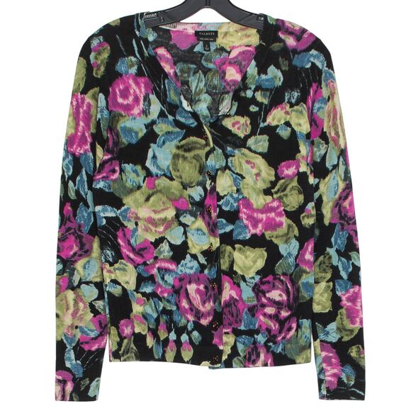 Talbots Cardigan Sweater Merino Wool Whimsigoth Boho Floral Feminine Small Flaws - Picture 1 of 11